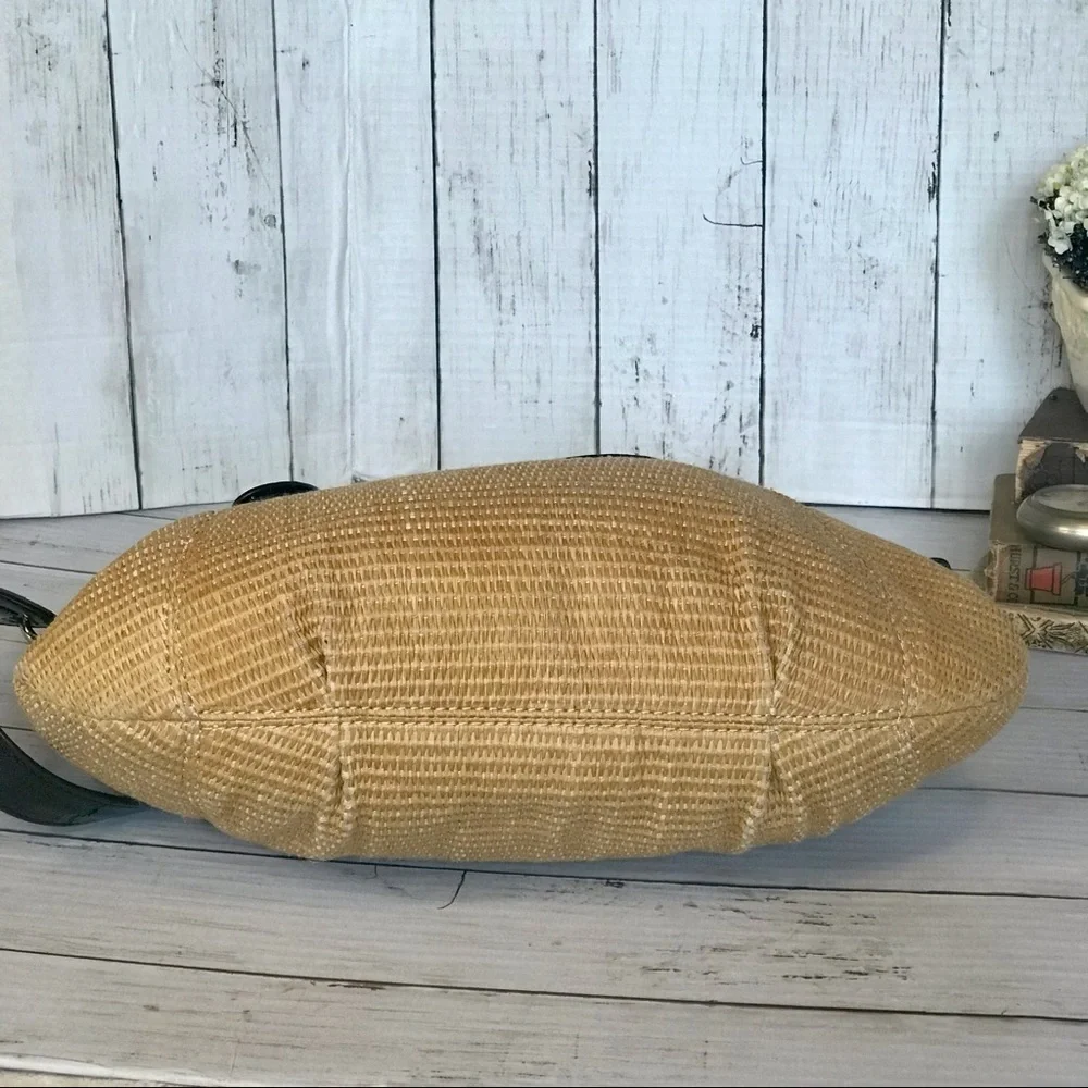 Michael Kors Raffia Textile and Leather Hobo Bag